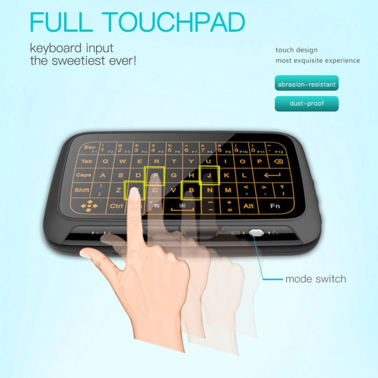 H18+ 2.4GHz Mini Wireless Keyboard Full Touchpad with 3-Level Adjustable Backlight(Black) Eurekaonline