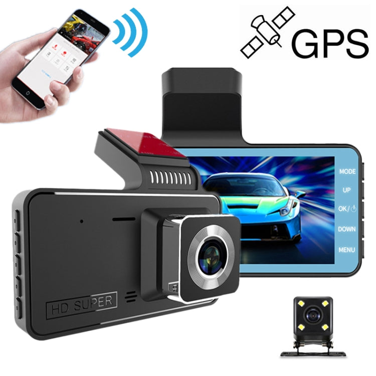 H808 4 inch Car HD Double Recording Driving Recorder, WiFi + Gravity Parking Monitoring + GPS Eurekaonline