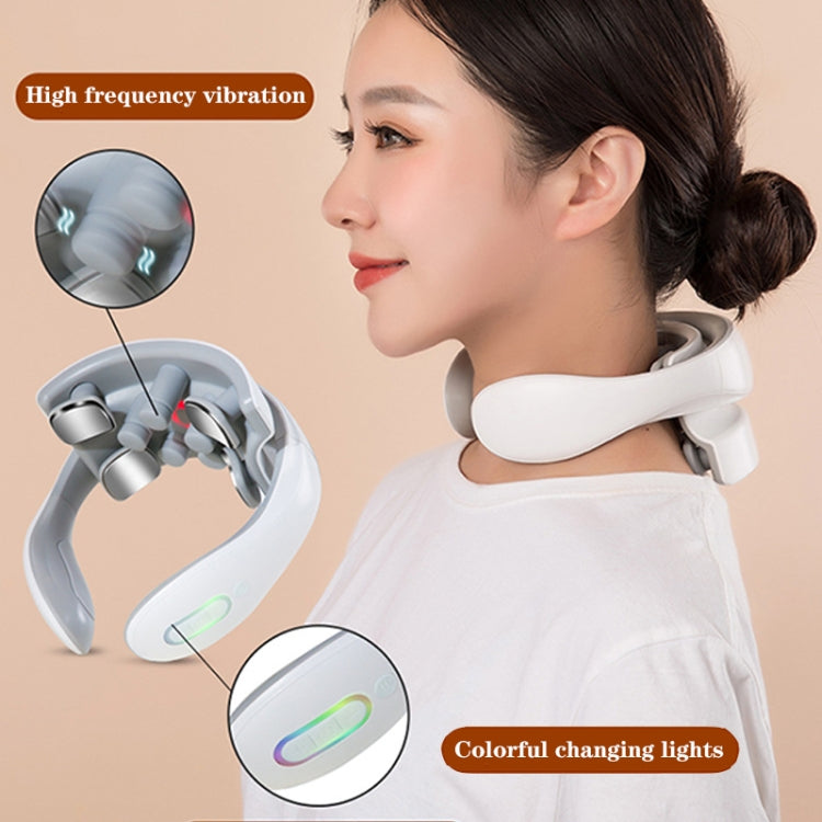 H88 Four Head Neck and Shoulder Massager Vibration Hot compress Physiotherapy Instrument(White) Eurekaonline