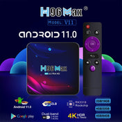 H96 Max V11 4K Smart TV BOX Android 11.0 Media Player with Remote Control, RK3318 Quad-Core 64bit Cortex-A53, RAM: 4GB, ROM: 64GB, Support Dual Band WiFi, Bluetooth, Ethernet, US Plug Eurekaonline