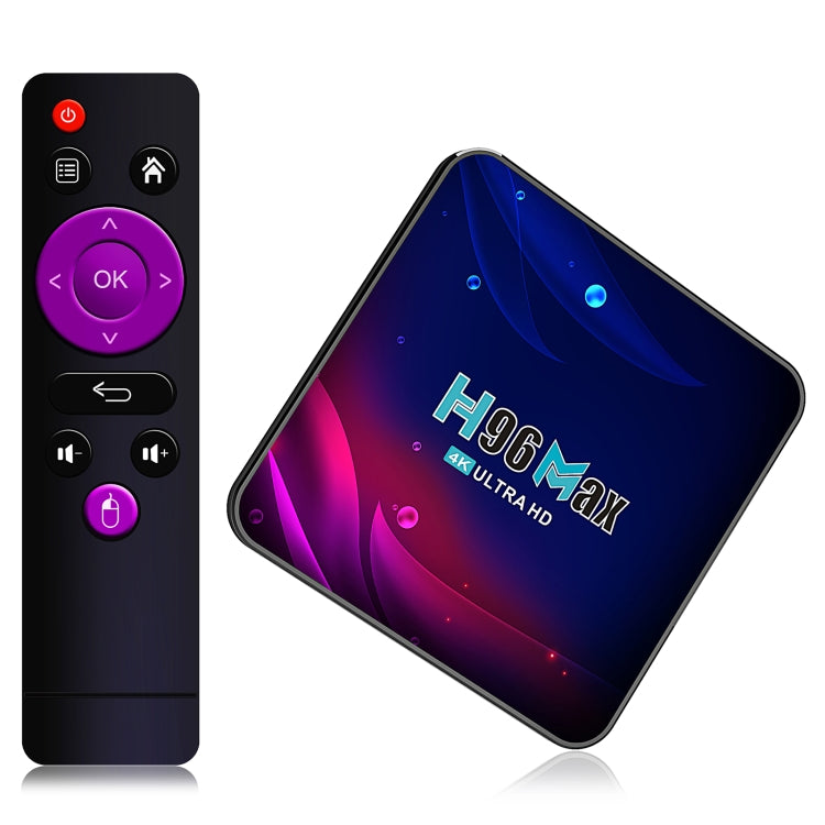 H96 Max V11 4K Smart TV BOX Android 11.0 Media Player with Remote Control, RK3318 Quad-Core 64bit Cortex-A53, RAM: 4GB, ROM: 64GB, Support Dual Band WiFi, Bluetooth, Ethernet, US Plug Eurekaonline