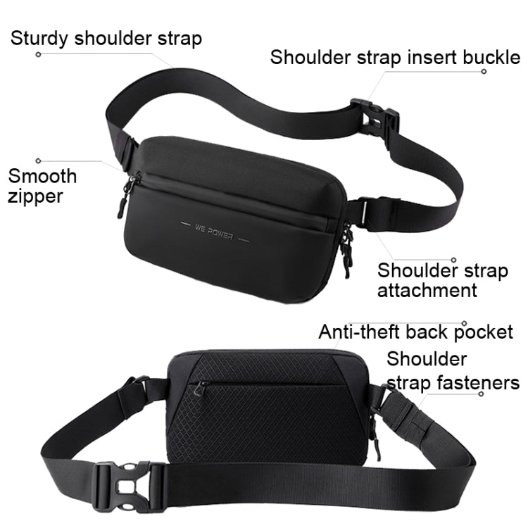 HAOSHUAI 2111 Men Chest Bag Outdoor Travel Waist Bag Minimalist Shoulder Bag(Black) Eurekaonline
