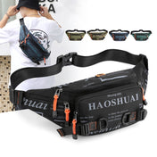 HAOSHUAI 5135 Outdoor Men Waist Bag Waterproof Nylon Cloth Men Bag(Dark Green) Eurekaonline