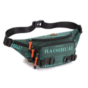 HAOSHUAI 5135 Outdoor Men Waist Bag Waterproof Nylon Cloth Men Bag(Dark Green) Eurekaonline