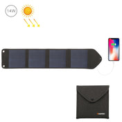 HAWEEL 14W 5V 2.4A Portable Foldable Solar Charger Outdoor Travel Rechargeable Folding Bag with 4 Solar Panels & USB Port, Size: S Eurekaonline