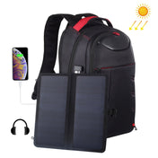 HAWEEL 14W Foldable Removable Solar Power Outdoor Portable Dual Shoulders Laptop Backpack, USB Output: 5V 2.1A Max(Black) Eurekaonline