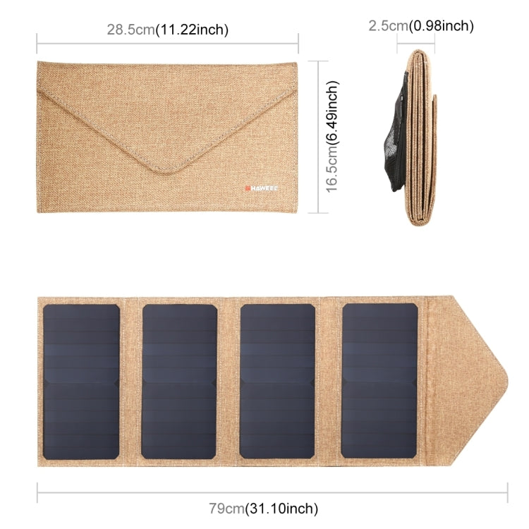 HAWEEL 28W Foldable Solar Panel Charger with 5V 2.9A Max Dual USB Ports(Yellow) Eurekaonline