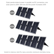 HAWEEL 5 PCS 20W Monocrystalline Silicon Solar Power Panel Charger, with USB Port & Holder & Tiger Clip, Support QC3.0 and AFC(Black) Eurekaonline