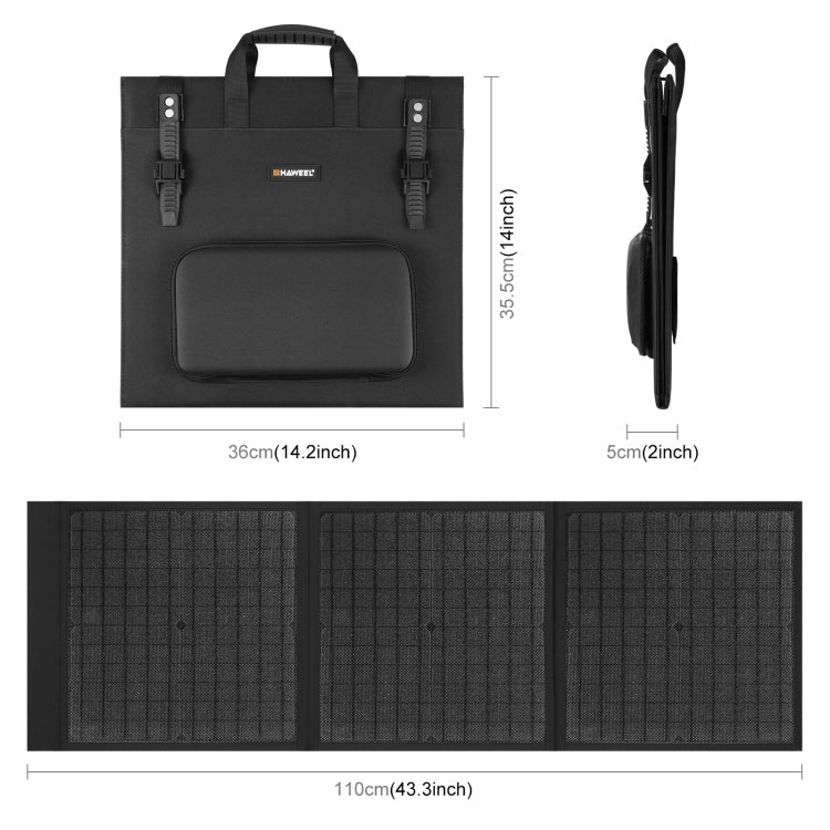 HAWEEL 60W Foldable Solar Panel Charger Travel Folding Bag(Black) Eurekaonline