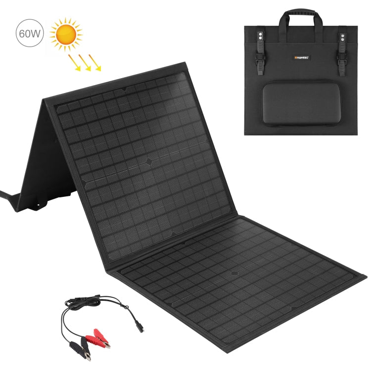 HAWEEL 60W Foldable Solar Panel Charger Travel Folding Bag(Black) Eurekaonline