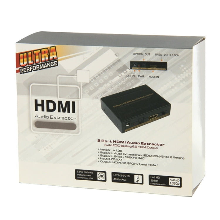 HDSP0002M1 Full HD 1080P 2 Ports HDMI Audio Extractor, EDID 5.1ch  / 2ch Setting Eurekaonline