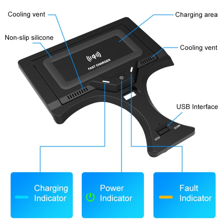 HFC-1017 Car Qi Standard Wireless Charger 10W Quick Charging for BMW 3 Series 2020-2022, Left Driving Eurekaonline