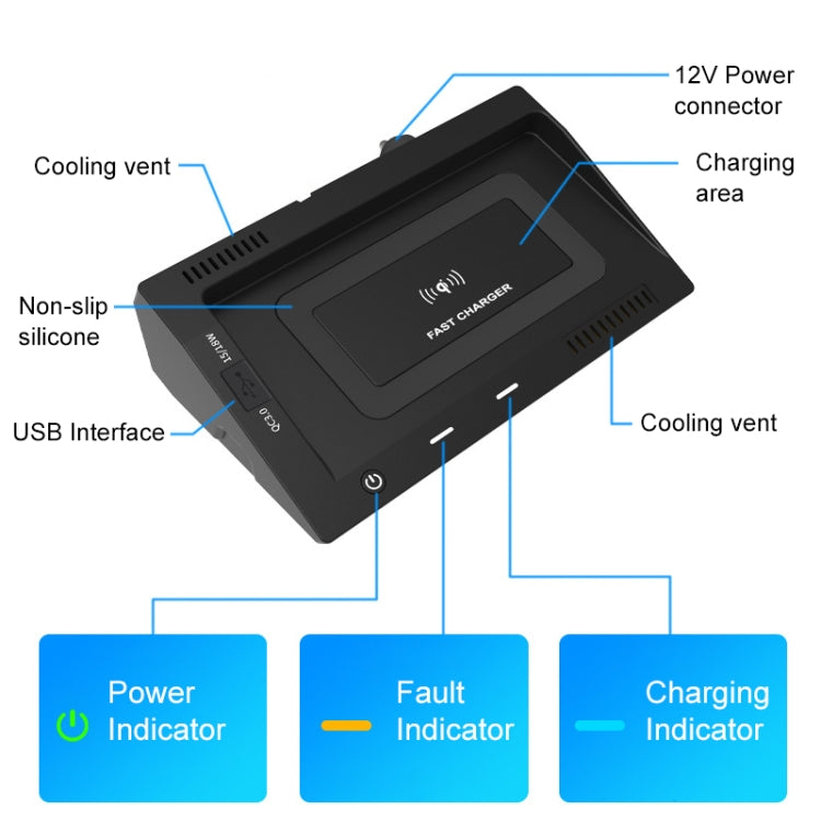 HFC-1031 Car Qi Standard Wireless Charger 10W Quick Charging for Volkswagen Teramont 2018-2020, Left Driving Eurekaonline