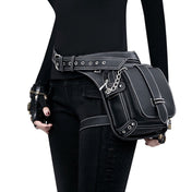 HG051 Steampunk Retro Waist Bag Outdoor One-Shoulder Messenger Bag(Black) Eurekaonline