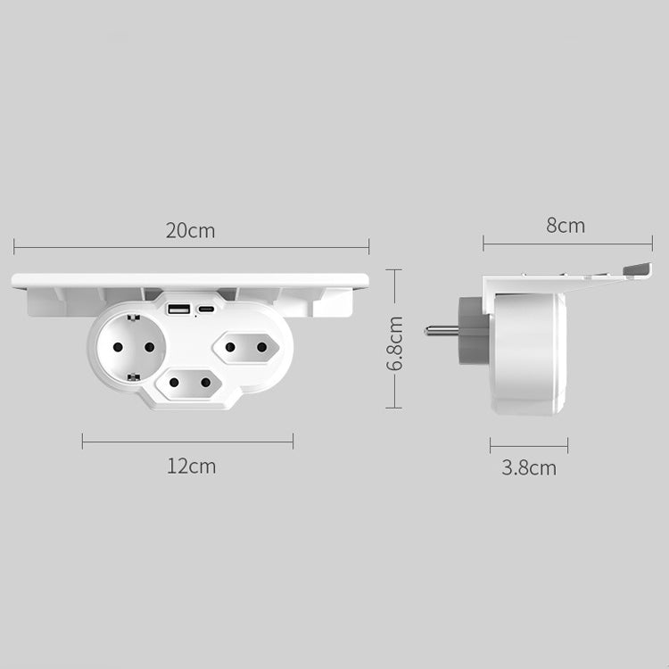 HHT610 Expansion Plug Adapter, EU Plug, Specification: With Tray No Light(White) Eurekaonline