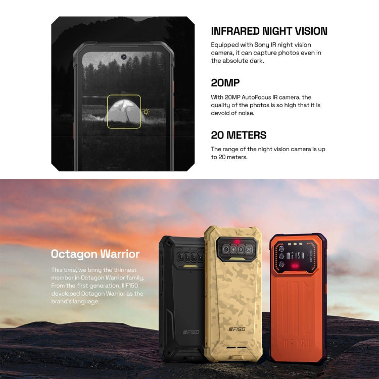 [HK Warehouse] IIIF150 Air 1 Pro Rugged Phone, 6GB+128GB, IP68/IP69K Waterproof Dustproof Shockproof, Triple Back Cameras, Fingerprint Identification, 6.5 inch Android 12 MTK6765 Octa Core up to 2.3GHz, Network: 4G, NFC, OTG (Orange) Eurekaonline