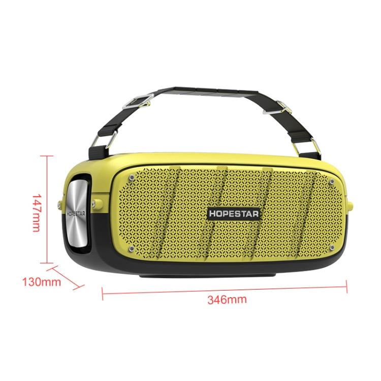 HOPESTAR A20 Pro TWS Portable Outdoor Waterproof Subwoofer Bluetooth Speaker with Microphone, Support Power Bank & Hands-free Call & U Disk & TF Card & 3.5mm AUX (Yellow) Eurekaonline