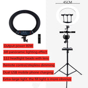 HQ-18N 18 inch 45cm LED Ring Vlogging Photography Video Lights Kits with Remote Control & Phone Clamp & 2.1m Tripod Mount, EU Plug Eurekaonline