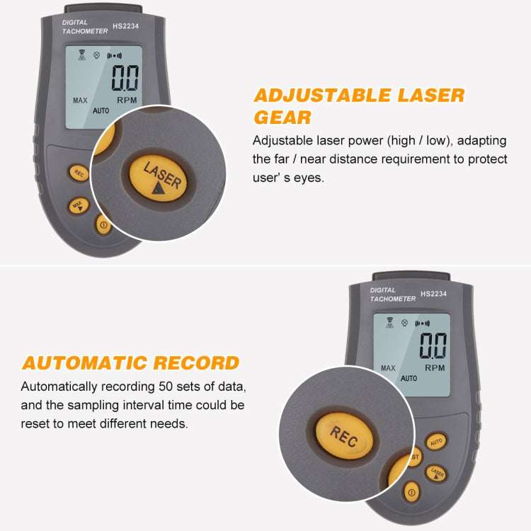 HS2234 Non-contact Laser Tachometer Digital Display Motor Tachometer Eurekaonline