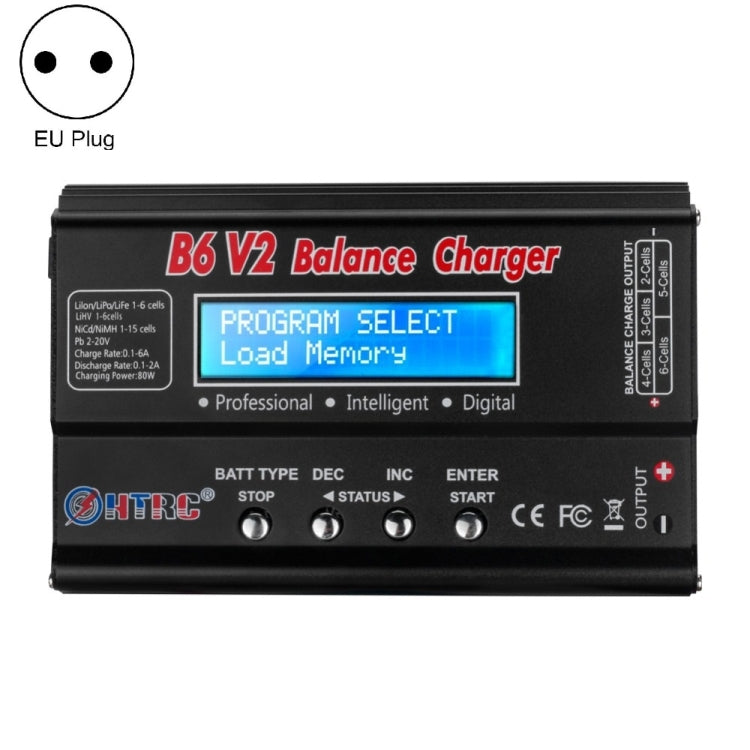 HTRC B6 V2 Balance Charger Intelligent Model Airplane Lithium Battery Charger, EU Plug Eurekaonline