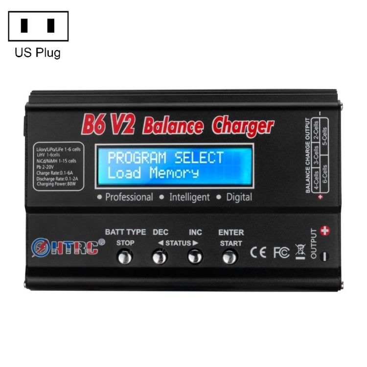 HTRC B6 V2 Balance Charger Intelligent Model Airplane Lithium Battery Charger, US Plug Eurekaonline