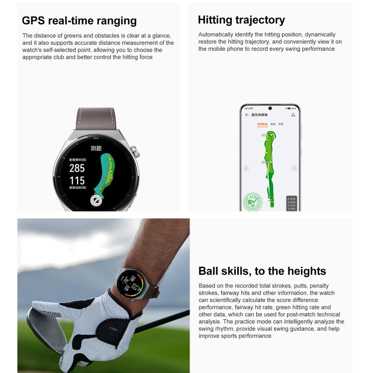 HUAWEI WATCH GT 3 Pro Titanium Smart Watch 46mm Genuine Leather Wristband, 1.43 inch AMOLED Screen, Support ECG / GPS / 14-days Battery Life(Grey) Eurekaonline