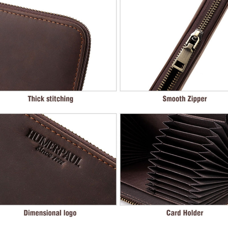 HUMERPAUL BP816 RFID Anti-Magnetic Men Long Wallet Business Retro Multi-Card Solt Handbag(Brown) Eurekaonline