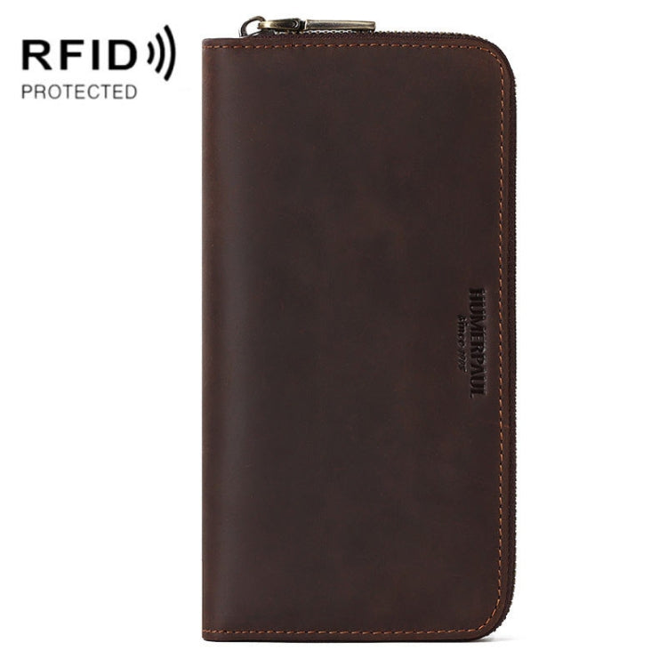 HUMERPAUL BP816 RFID Anti-Magnetic Men Long Wallet Business Retro Multi-Card Solt Handbag(Brown) Eurekaonline