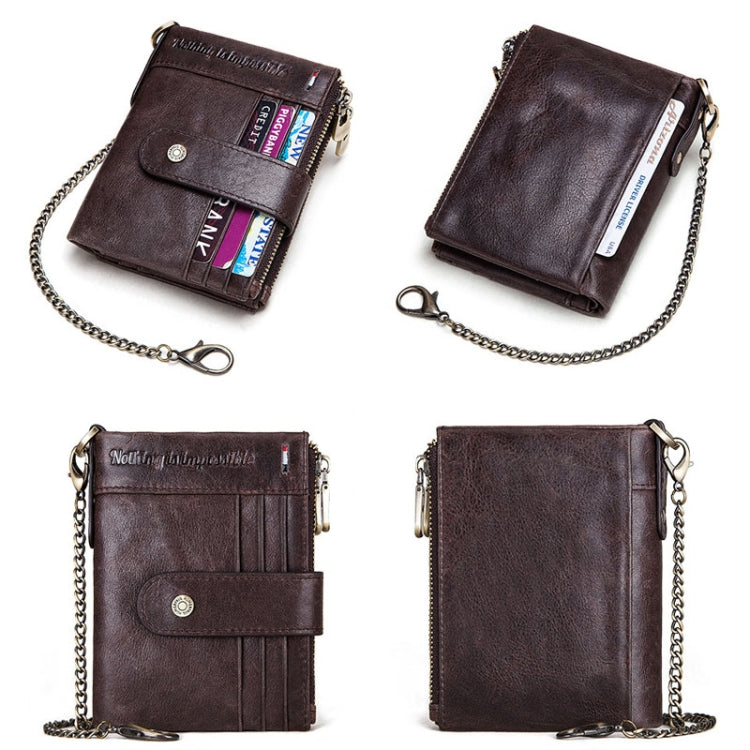 HUMERPAUL BP896 RFID Anti-Theft Brush Dual Zipper Leather Wallet Multi-Card Men Purse(Black) Eurekaonline