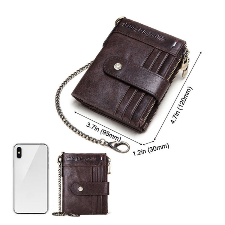 HUMERPAUL BP896 RFID Anti-Theft Brush Dual Zipper Leather Wallet Multi-Card Men Purse(Brown) Eurekaonline