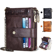 HUMERPAUL BP896 RFID Anti-Theft Brush Dual Zipper Leather Wallet Multi-Card Men Purse(Brown) Eurekaonline