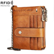 HUMERPAUL BP896 RFID Anti-Theft Brush Dual Zipper Leather Wallet Multi-Card Men Purse(Brown) Eurekaonline
