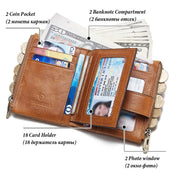 HUMERPAUL BP896 RFID Anti-Theft Brush Dual Zipper Leather Wallet Multi-Card Men Purse(Dark Brown) Eurekaonline