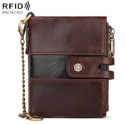 HUMERPAUL BP90 Men Retro Simple Coin Purse Dual Zipper Short RFID Anti-Magnetic Cash Clip(Brown) Eurekaonline