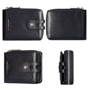 HUMERPAUL BP948-s RFID Anti-Theft Brush Men Leather Wallet Short Coin Purse(Black) Eurekaonline