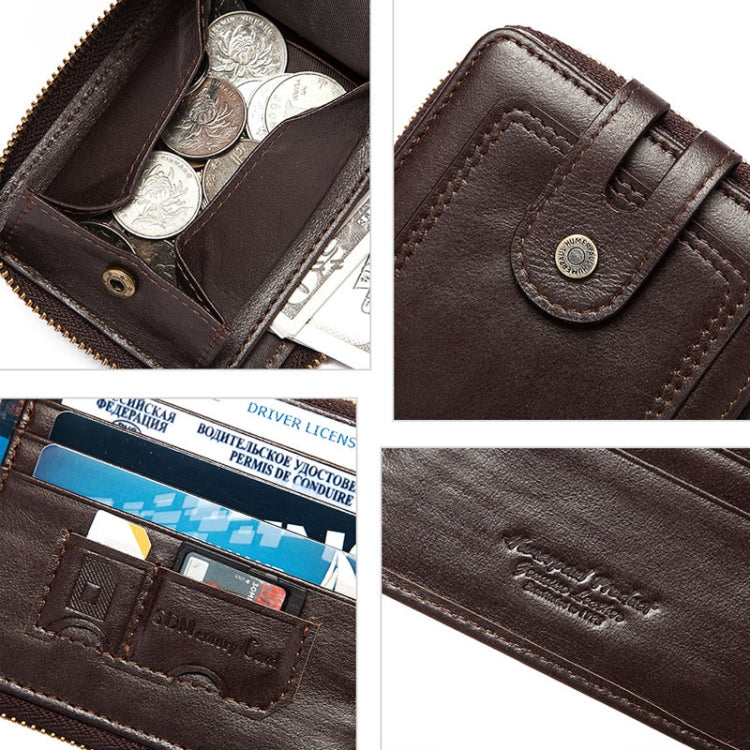 HUMERPAUL BP948-s RFID Anti-Theft Brush Men Leather Wallet Short Coin Purse(Black) Eurekaonline