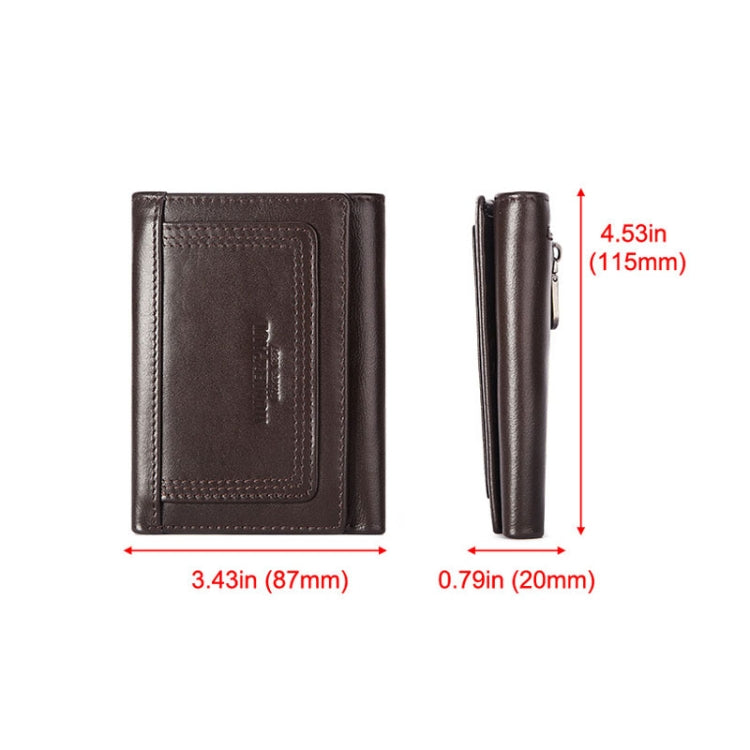 HUMERPAUL BP992 RFID Anti-Magnetic Multi-Card Position Zipper Coin Purse Leather Men Wallet(Brown) Eurekaonline