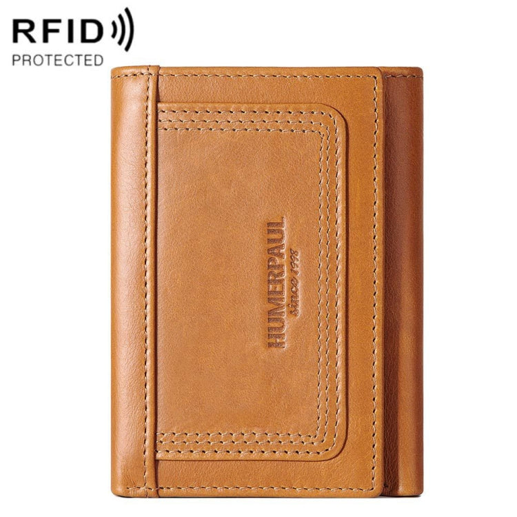 HUMERPAUL BP992 RFID Anti-Magnetic Multi-Card Position Zipper Coin Purse Leather Men Wallet(Brown) Eurekaonline