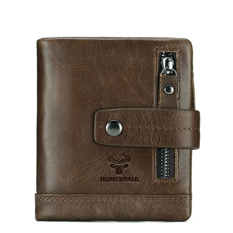 HUMERPAUL hu828 Zipper Buckle Leather Wallet Multifunctional Hand Bag(Dark Brown) Eurekaonline
