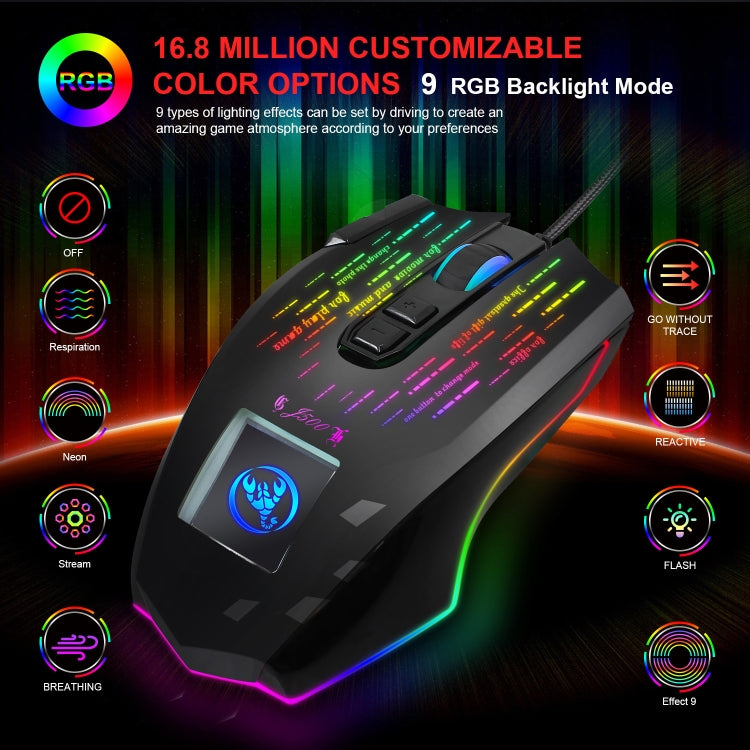 HXSJ J500 7 Keys RGB Programmable Display Screen Gaming Wired Mouse Eurekaonline