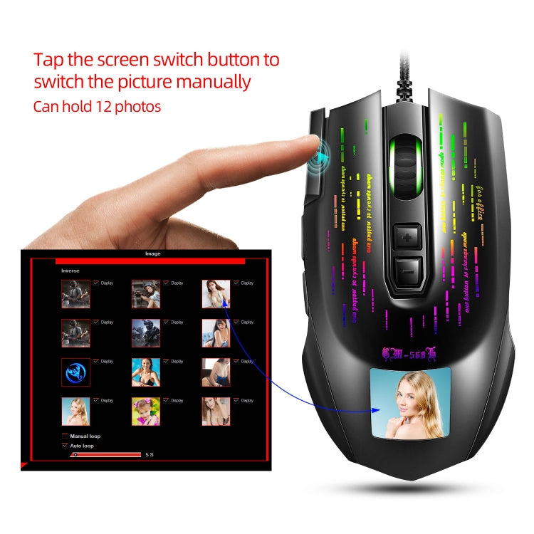 HXSJ J500 7 Keys RGB Programmable Display Screen Gaming Wired Mouse Eurekaonline