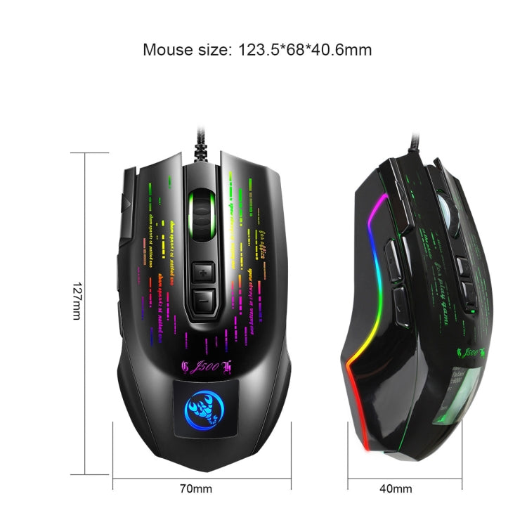 HXSJ J500 7 Keys RGB Programmable Display Screen Gaming Wired Mouse Eurekaonline