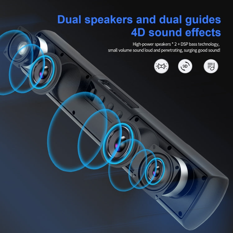 HXSJ Q3 Bluetooth 5.0 Household Extended Desktop Wall-hanging Wireless Bass Bluetooth Speaker(Black) Eurekaonline
