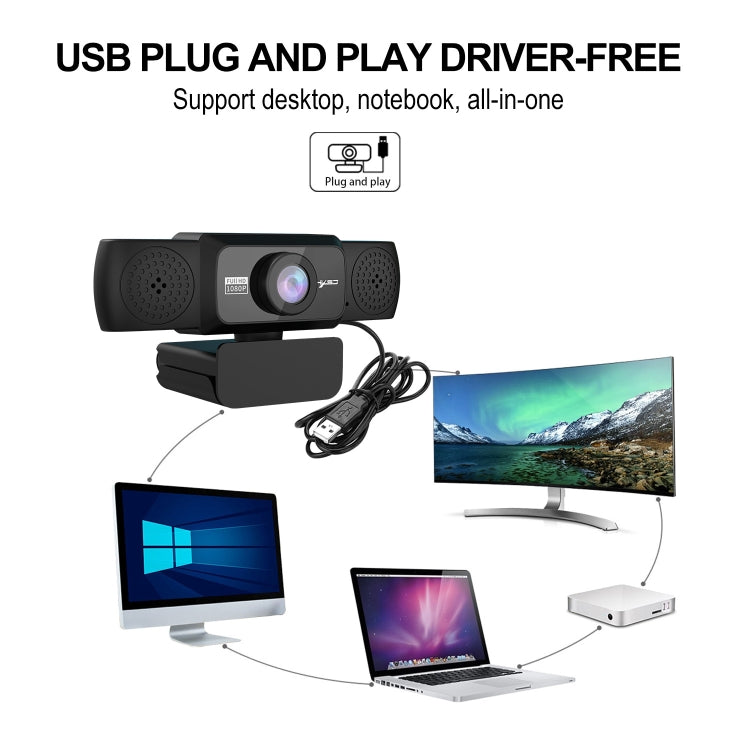 HXSJ S5 1080P Adjustable HD Video Webcam PC Camera with Microphone(Black) Eurekaonline