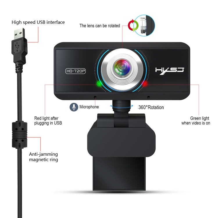 HXSJ S90 30fps 1 Megapixel 720P HD Webcam for Desktop / Laptop / Android TV, with 8m Sound Absorbing Microphone, Cable Length: 1.5m Eurekaonline