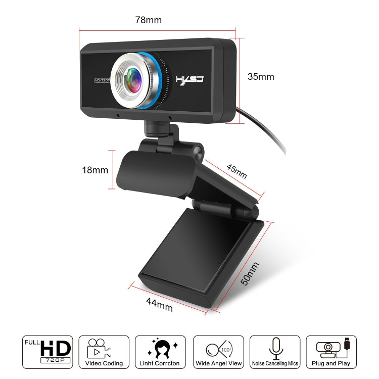 HXSJ S90 30fps 1 Megapixel 720P HD Webcam for Desktop / Laptop / Android TV, with 8m Sound Absorbing Microphone, Cable Length: 1.5m Eurekaonline