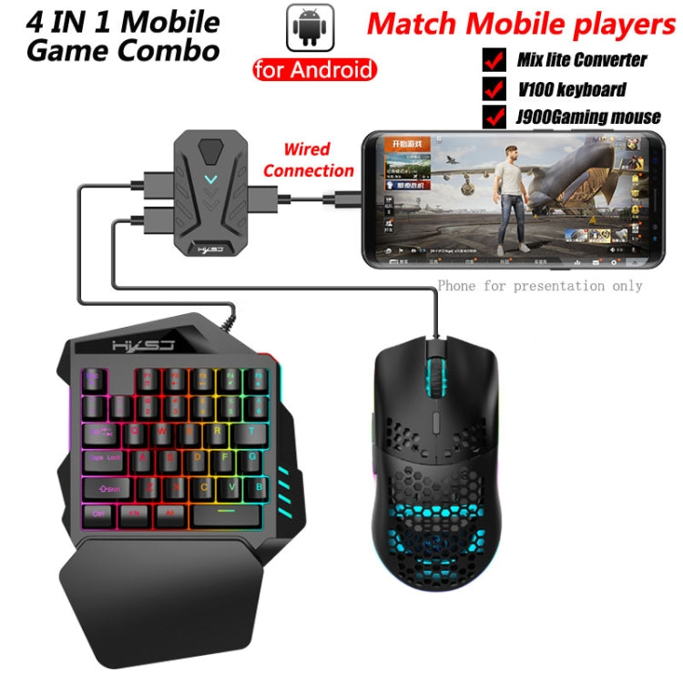 HXSJ V100+A883+P8 One-handed Keyboard + Programming Gaming Mouse + Keyboard Mouse Converter Set Eurekaonline