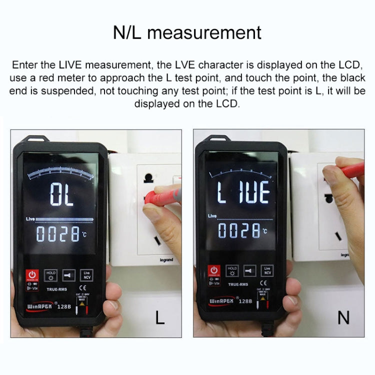 HY128B Reverse Display Screen Ultra-thin Touch Smart Digital Multimeter Fully Automatic High Precision True Effective Value Multimeter Eurekaonline