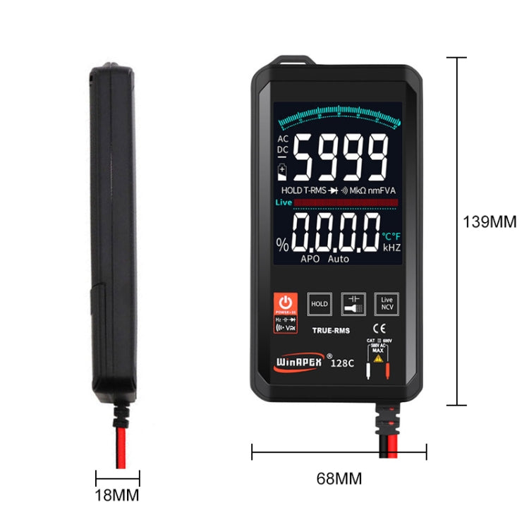 HY128C Color Screen Ultra-thin Touch Smart Digital Multimeter Fully Automatic High Precision True Effective Value Multimeter Eurekaonline