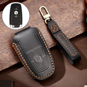 Hallmo Car Cowhide Leather Key Protective Cover Key Case for Ford Focus B Style (Black) Eurekaonline